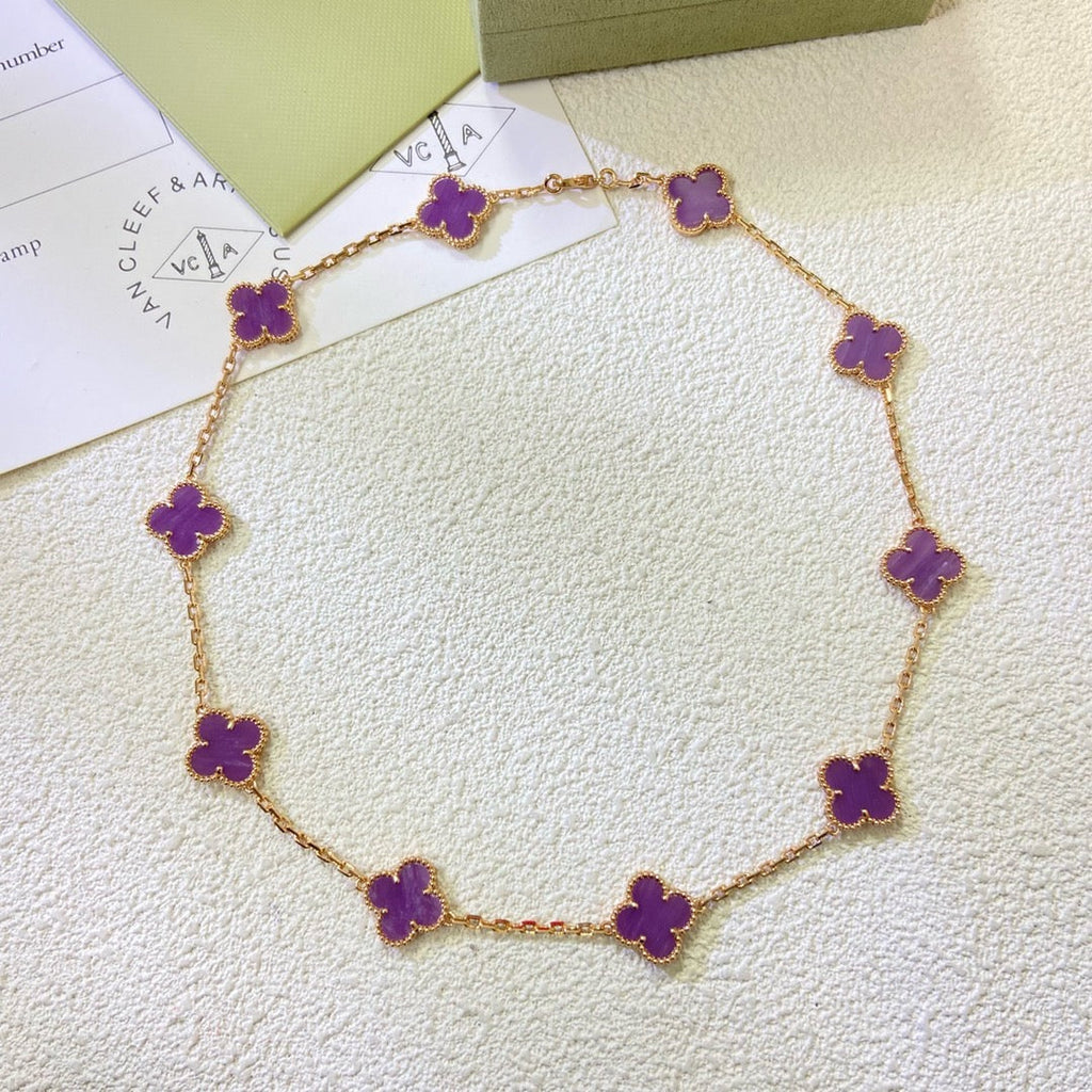 [Luxe]CLOVER 10 MOTIFS  PURPLE VIOLET  NECKLACE