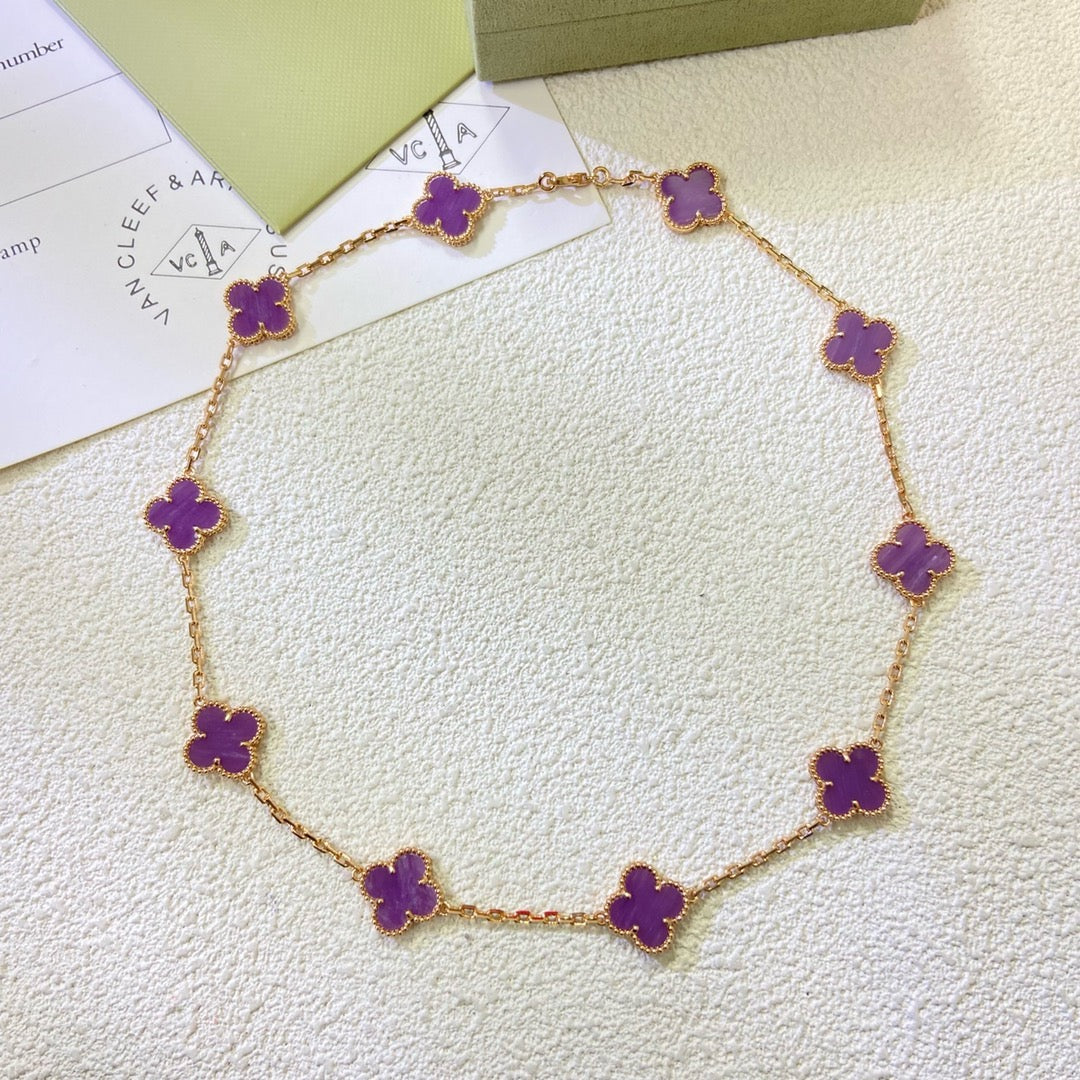 [Luxe]CLOVER 10 MOTIFS  PURPLE VIOLET  NECKLACE