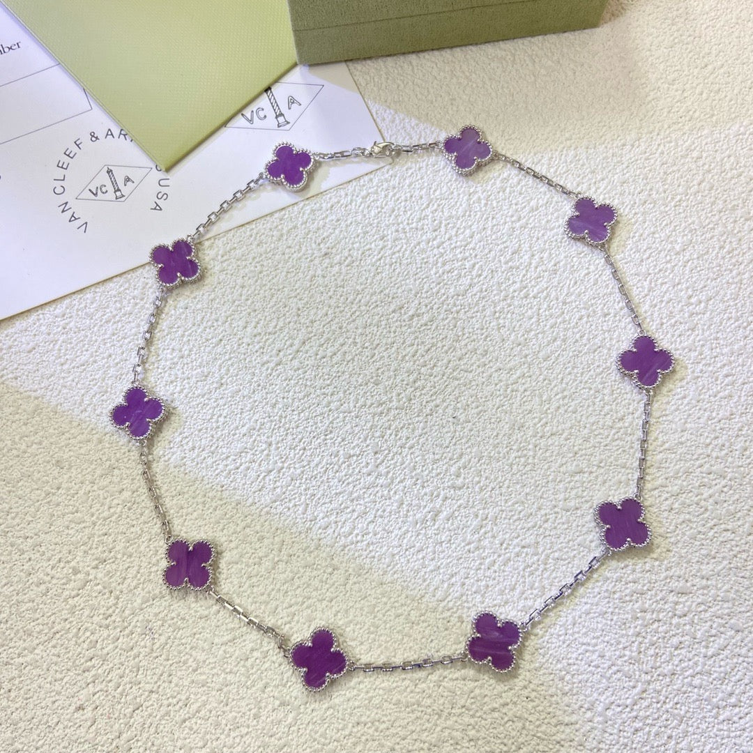 [Luxe]CLOVER 10 MOTIFS  PURPLE VIOLET  NECKLACE