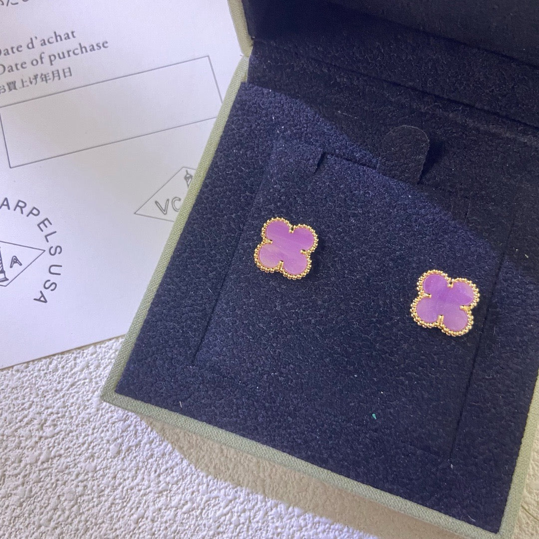 [Luxe]CLOVER MINI 9.5MM  PURPLE VIOLET EARRINGS