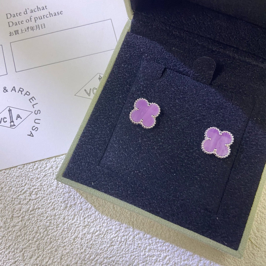 [Luxe]CLOVER MINI 9.5MM  PURPLE VIOLET EARRINGS