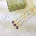 [Luxe]CLOVER 15MM DIAMOND  PURPLE VIOLET NECKLACE