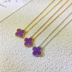 [Luxe]CLOVER 15MM  PURPLE VIOLET NECKLACE