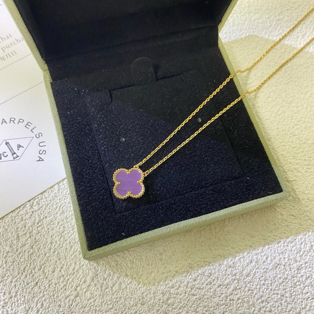 [Luxe]CLOVER 15MM  PURPLE VIOLET NECKLACE