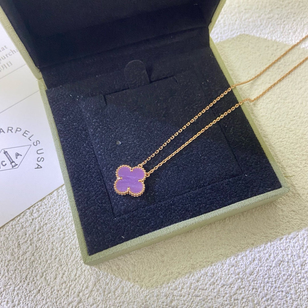 [Luxe]CLOVER 15MM  PURPLE VIOLET NECKLACE