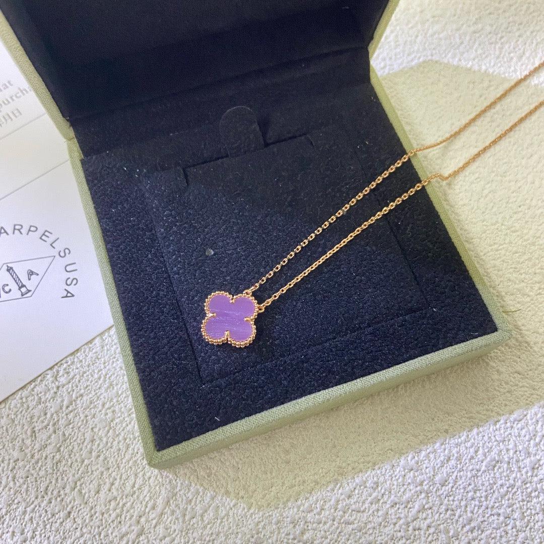 [Luxe]CLOVER 15MM  PURPLE VIOLET NECKLACE