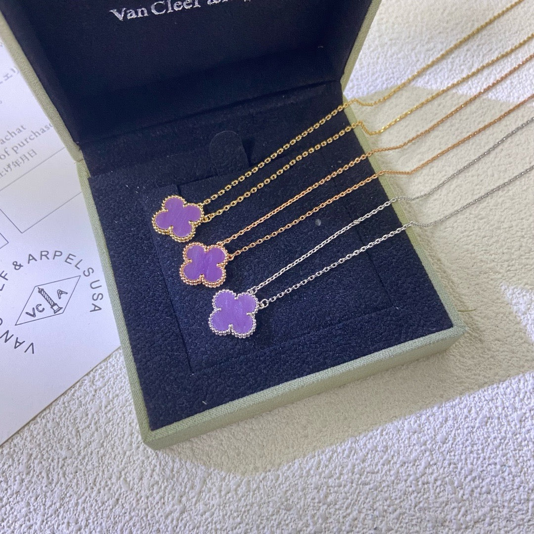[Luxe]CLOVER 15MM  PURPLE VIOLET NECKLACE