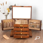 BOÎTE À BIJOUX EN BOIS MULTICOUCHE DE GRANDE CAPACITÉ