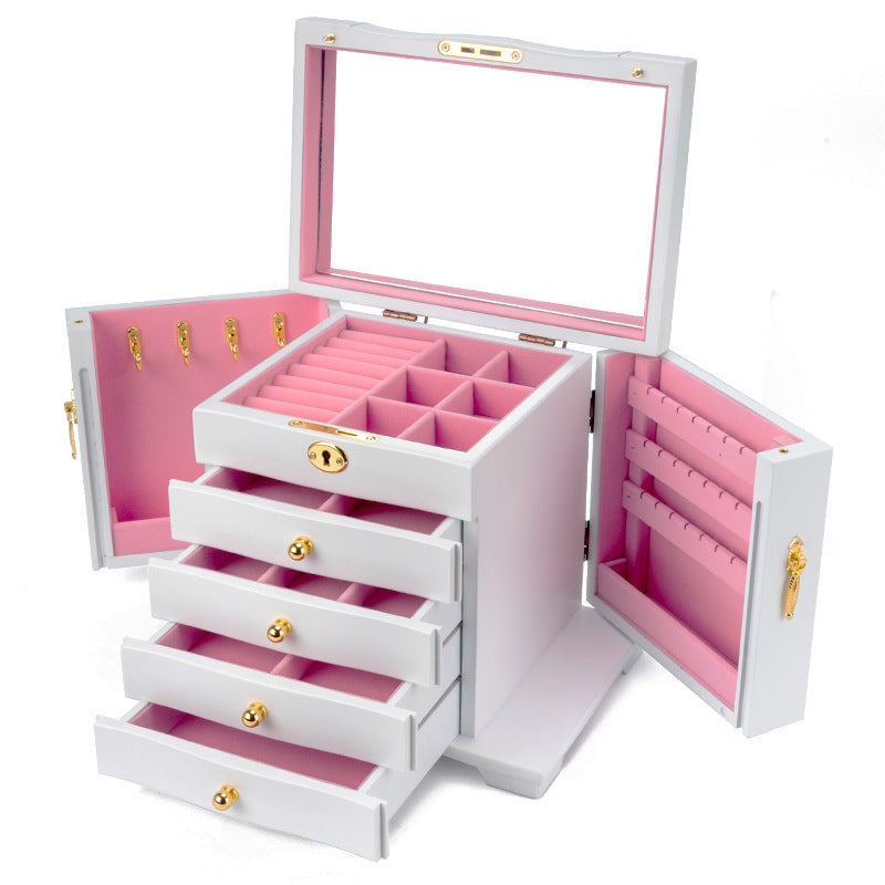 BOÎTE À BIJOUX EN BOIS MULTICOUCHE DE GRANDE CAPACITÉ
