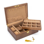 BOÎTE À BIJOUX EN BOIS MASSIF AVEC SERRURE RÉTRO