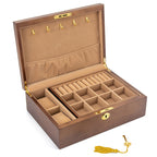 BOÎTE À BIJOUX EN BOIS MASSIF AVEC SERRURE RÉTRO