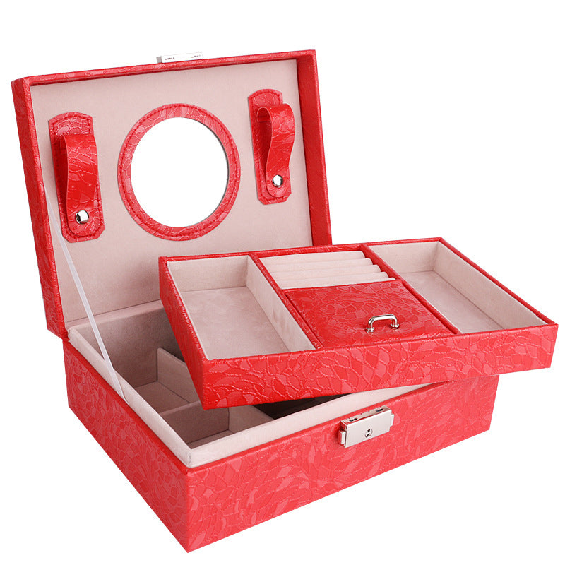 Superbe coffret à bijoux en cuir synthétique avec serrure