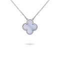 [Luxe]CLOVER 15MM BLUE CHALCEDONY NECKLACE SILVER