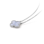 [Luxe]CLOVER 15MM BLUE CHALCEDONY NECKLACE SILVER