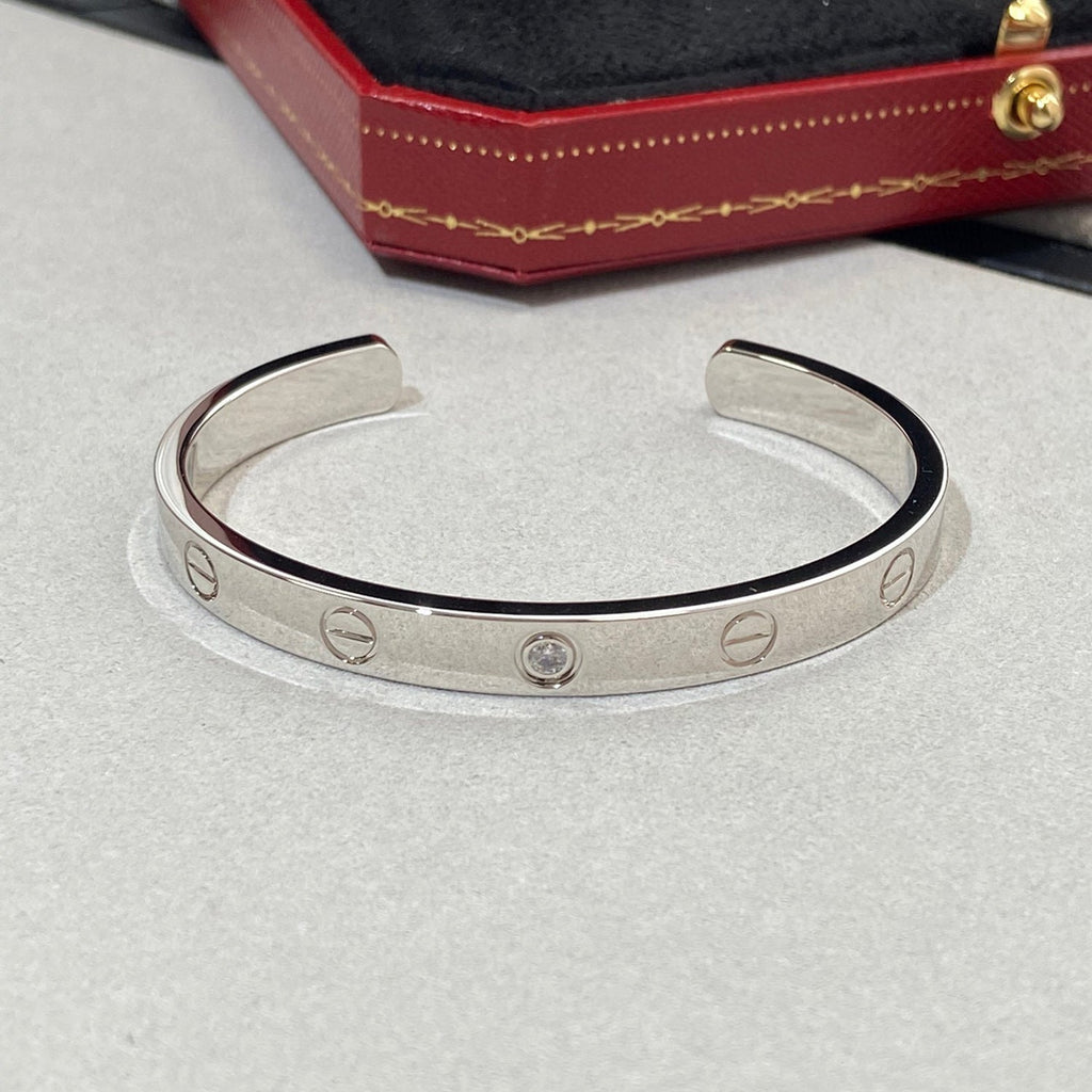 [Luxe Jewelry]LOVE BRACELET 6.1MM 1 DIAMOND OPEN CUFF