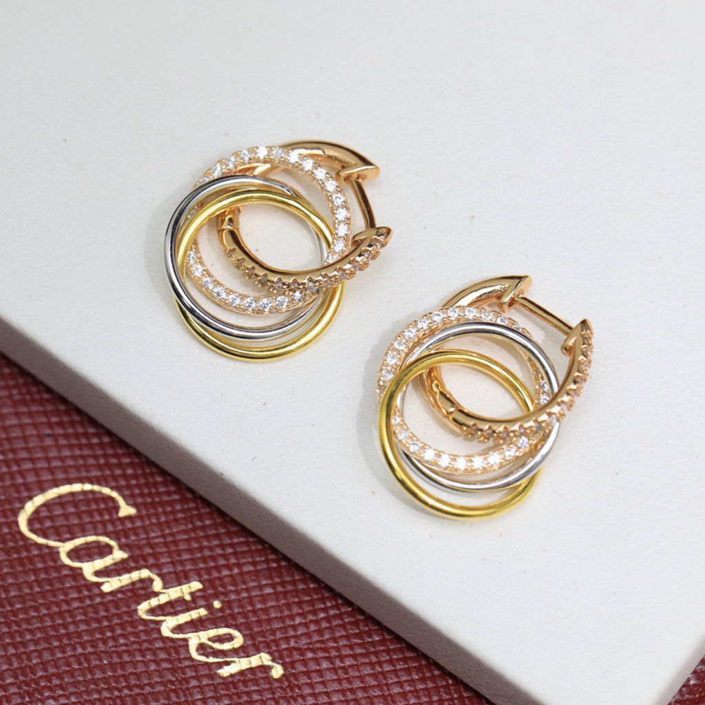 [Luxe Jewelry]TRINITY HALF DIAMOND  EARRINGS