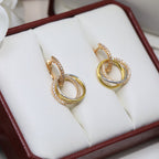 [Luxe Jewelry]TRINITY HALF DIAMOND  EARRINGS