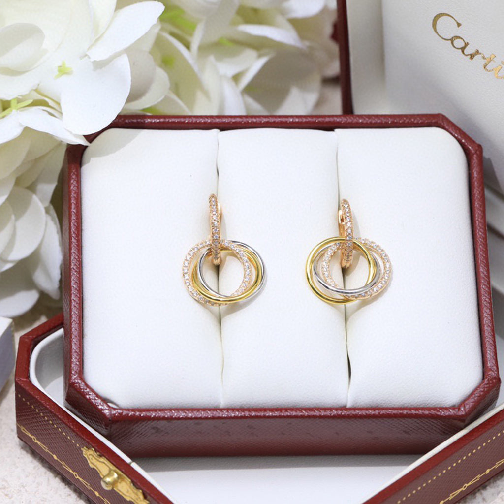 [Luxe Jewelry]TRINITY HALF DIAMOND  EARRINGS