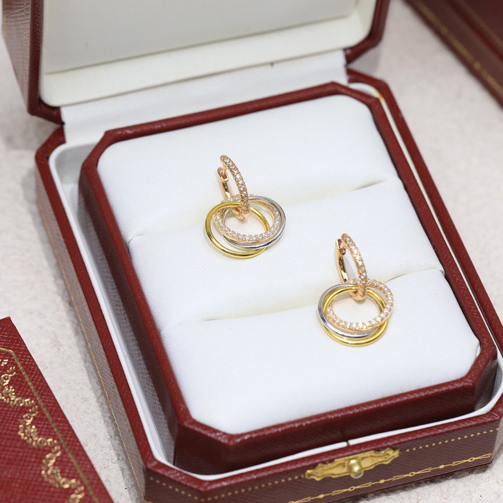 [Luxe Jewelry]TRINITY HALF DIAMOND  EARRINGS