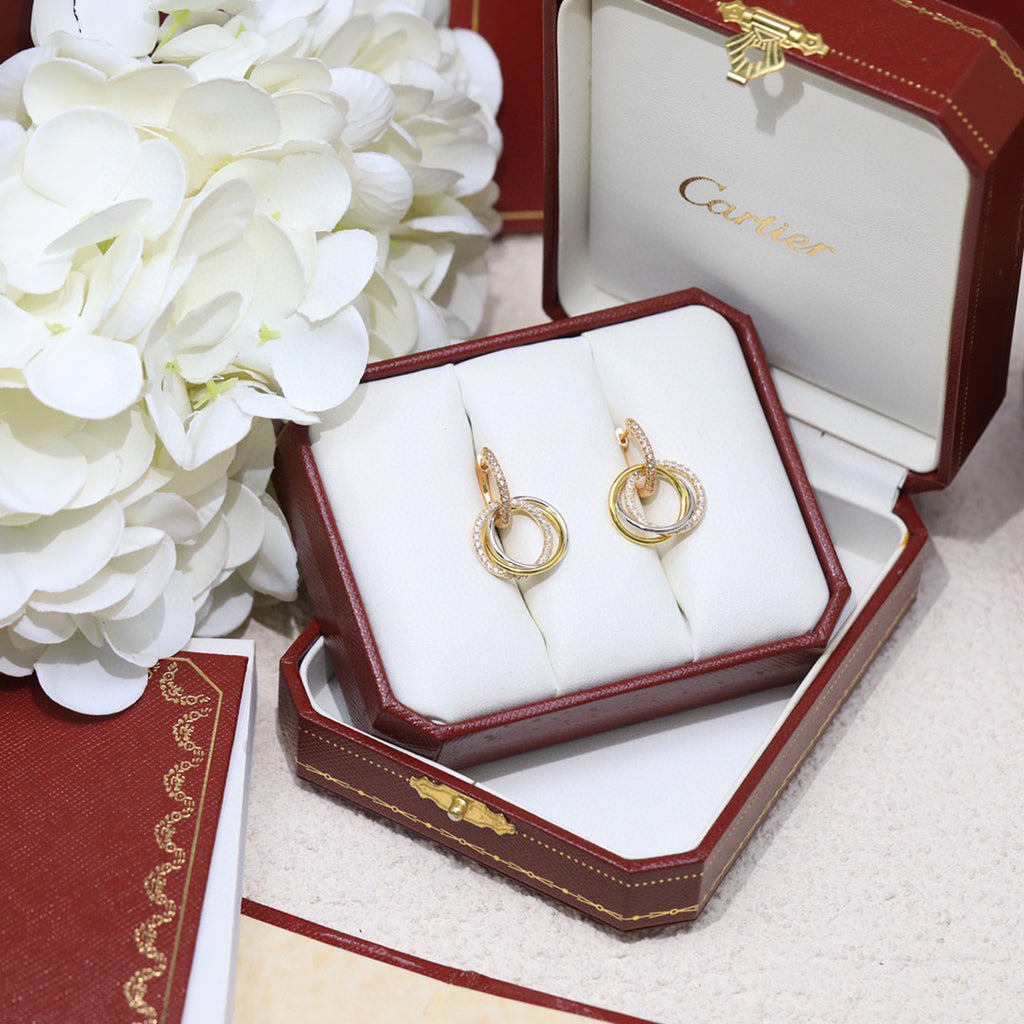 [Luxe Jewelry]TRINITY HALF DIAMOND  EARRINGS