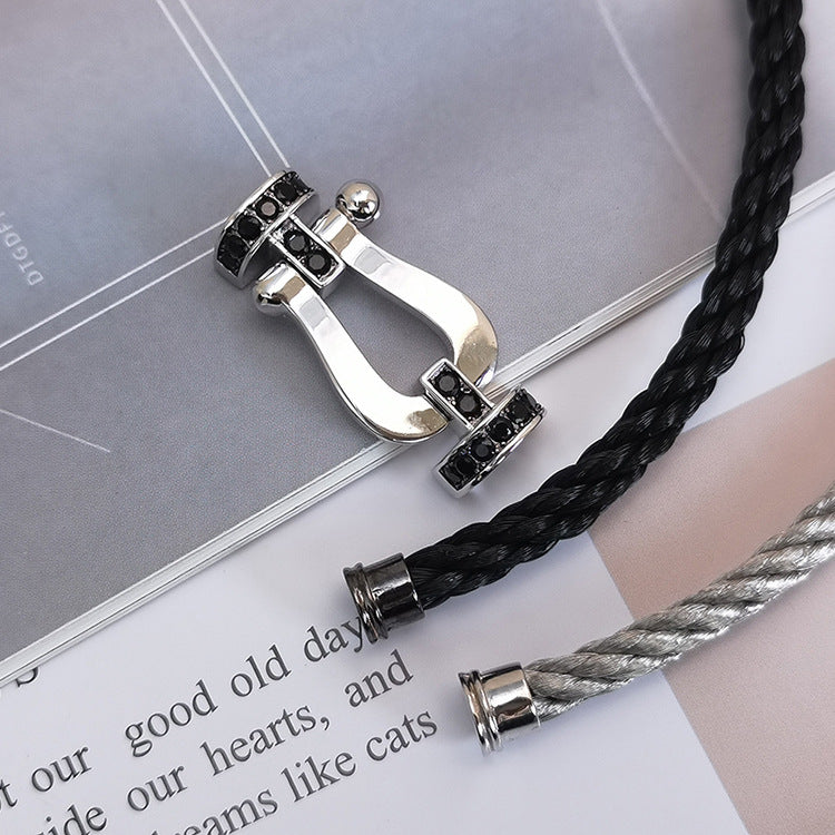 [Luxe]フォース ラージホースシュー ブラックダイヤモンドブレスレット シルバー