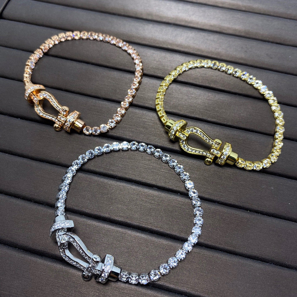 [Luxe] BRACELET DE TENNIS FORCE GRAND FER À CHEVAL TOUT DIAMANT 