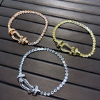 [Luxe]フォースホースシューダイヤモンドテニスブレスレット