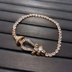[Luxe] BRACELET DE TENNIS FORCE GRAND FER À CHEVAL TOUT DIAMANT 
