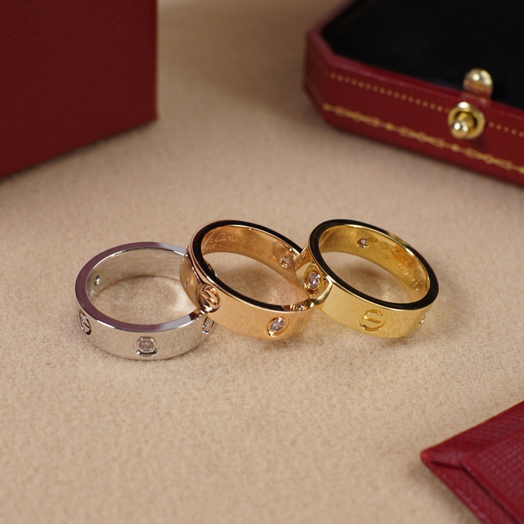 [Luxe Jewelry]LOVE 5.5MM 3 DIAMOND RING