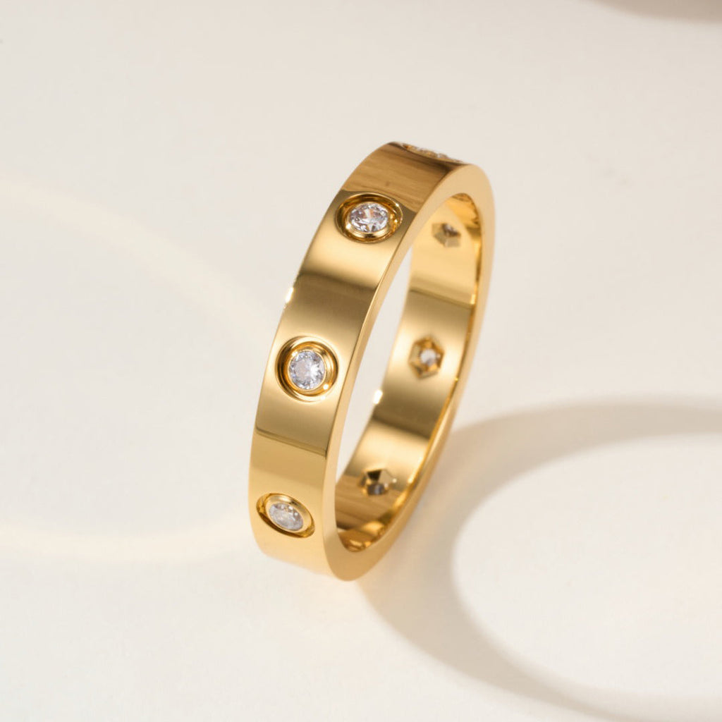 [Luxe Jewelry]LOVE 4MM 8 DIAMOND RING