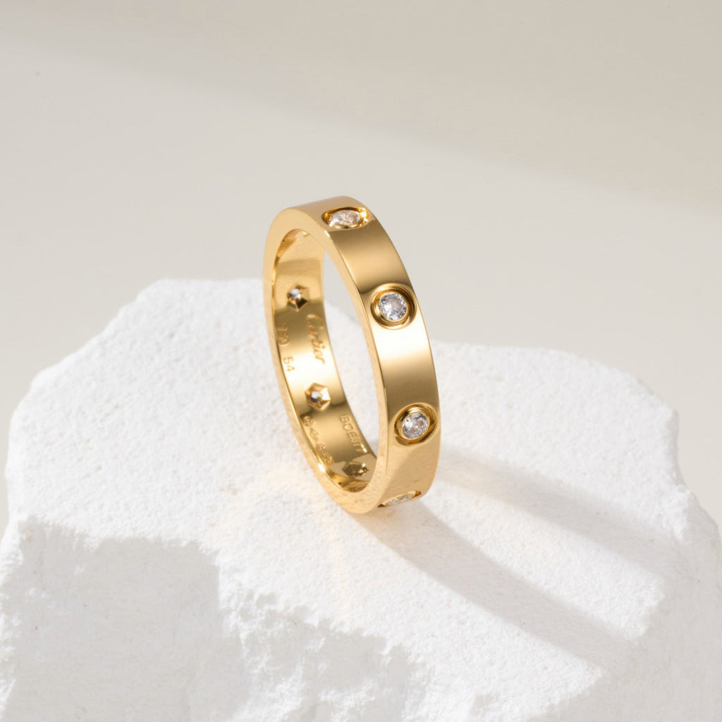 [Luxe Jewelry]LOVE 4MM 8 DIAMOND RING