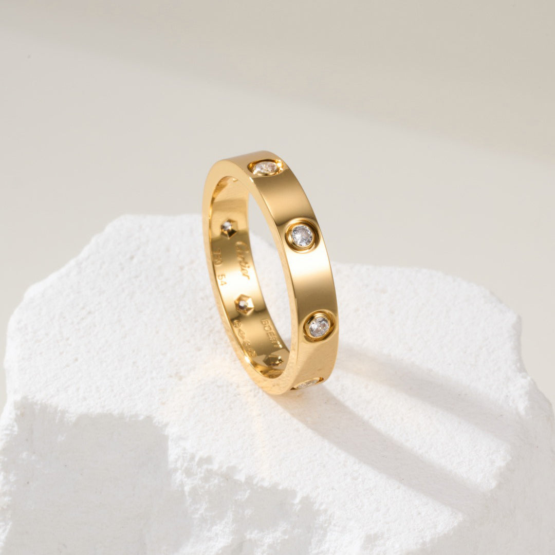 [Luxe Jewelry]LOVE 4MM 8 DIAMOND RING
