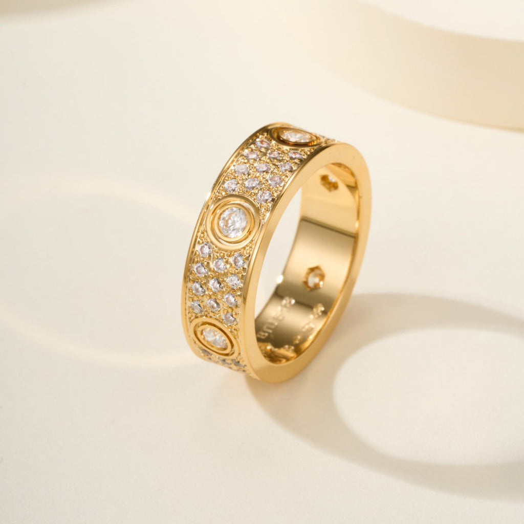 [Luxe Jewelry]LOVE 5.5MM FULL-PAVE 6-DIAMOND RING