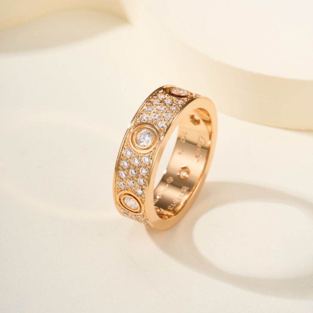 [Luxe Jewelry]LOVE 5.5MM FULL-PAVE 6-DIAMOND RING