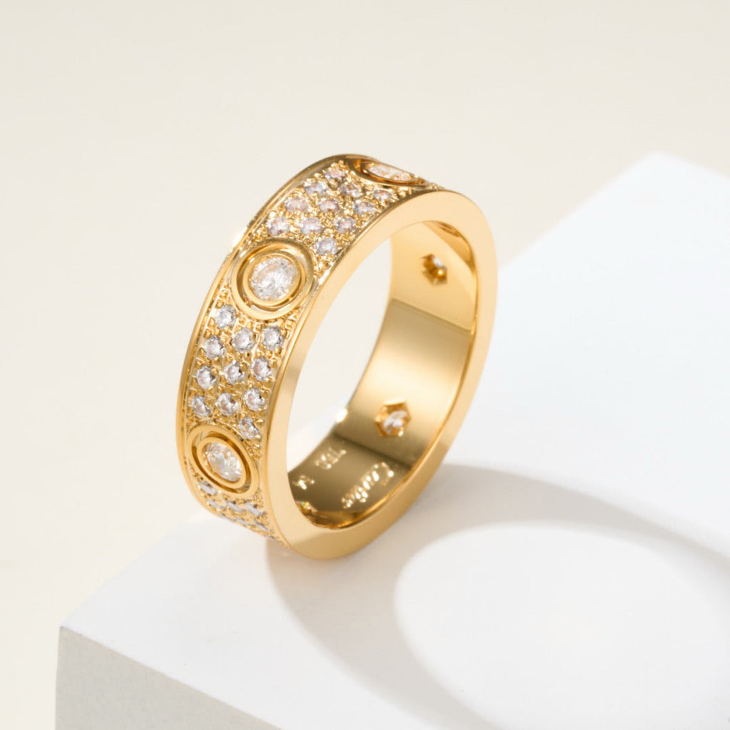 [Luxe Jewelry]LOVE 5.5MM FULL-PAVE 6-DIAMOND RING