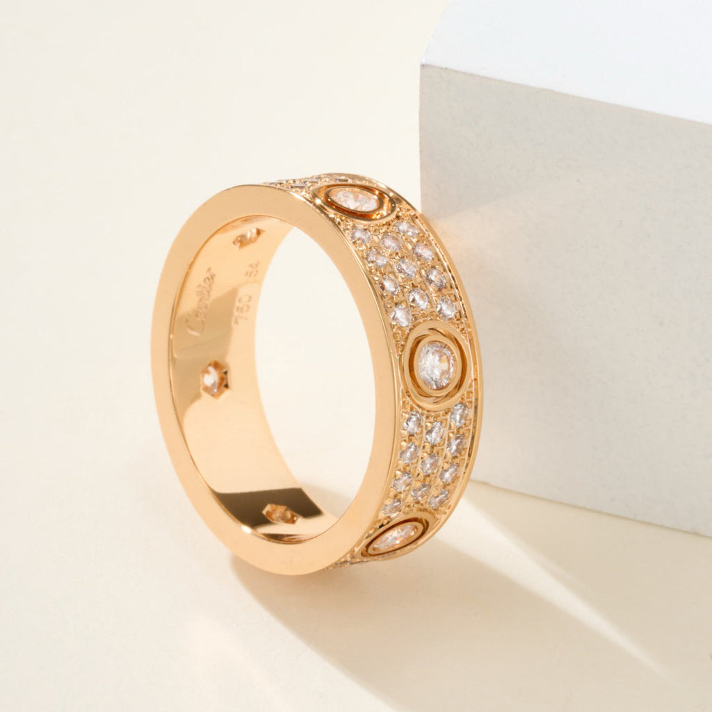 [Luxe Jewelry]LOVE 5.5MM FULL-PAVE 6-DIAMOND RING