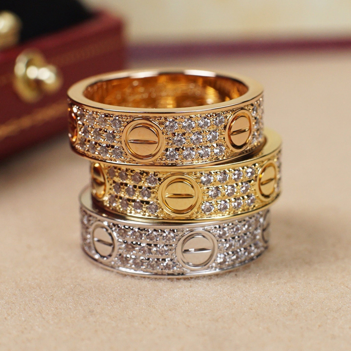 [Luxe Jewelry]LOVE RING 5.5MM DIAMONDS PAVED