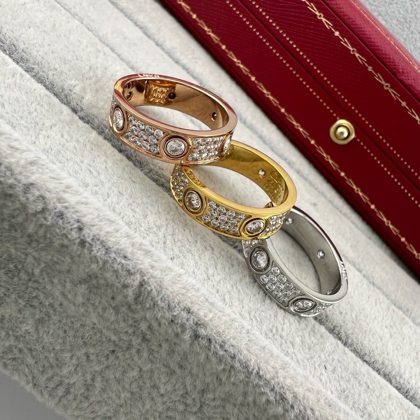 [Luxe Jewelry]LOVE 5.5MM FULL-PAVE 6-DIAMOND RING
