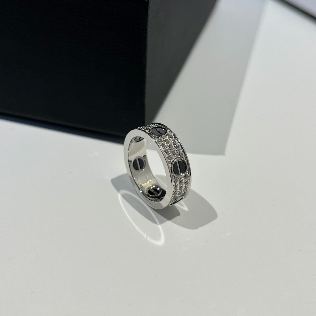 [Luxe Jewelry]LOVE RING 5.5MM DIAMONDS PAVED CERAMIC