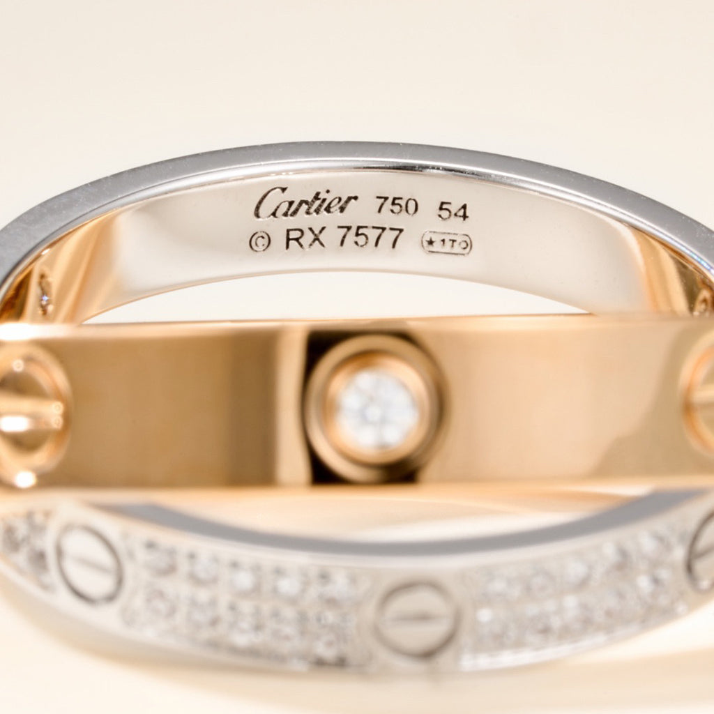 [Luxe Jewelry]LOVE PINK GOLD SILVER DIAMOND DOUBLE RING