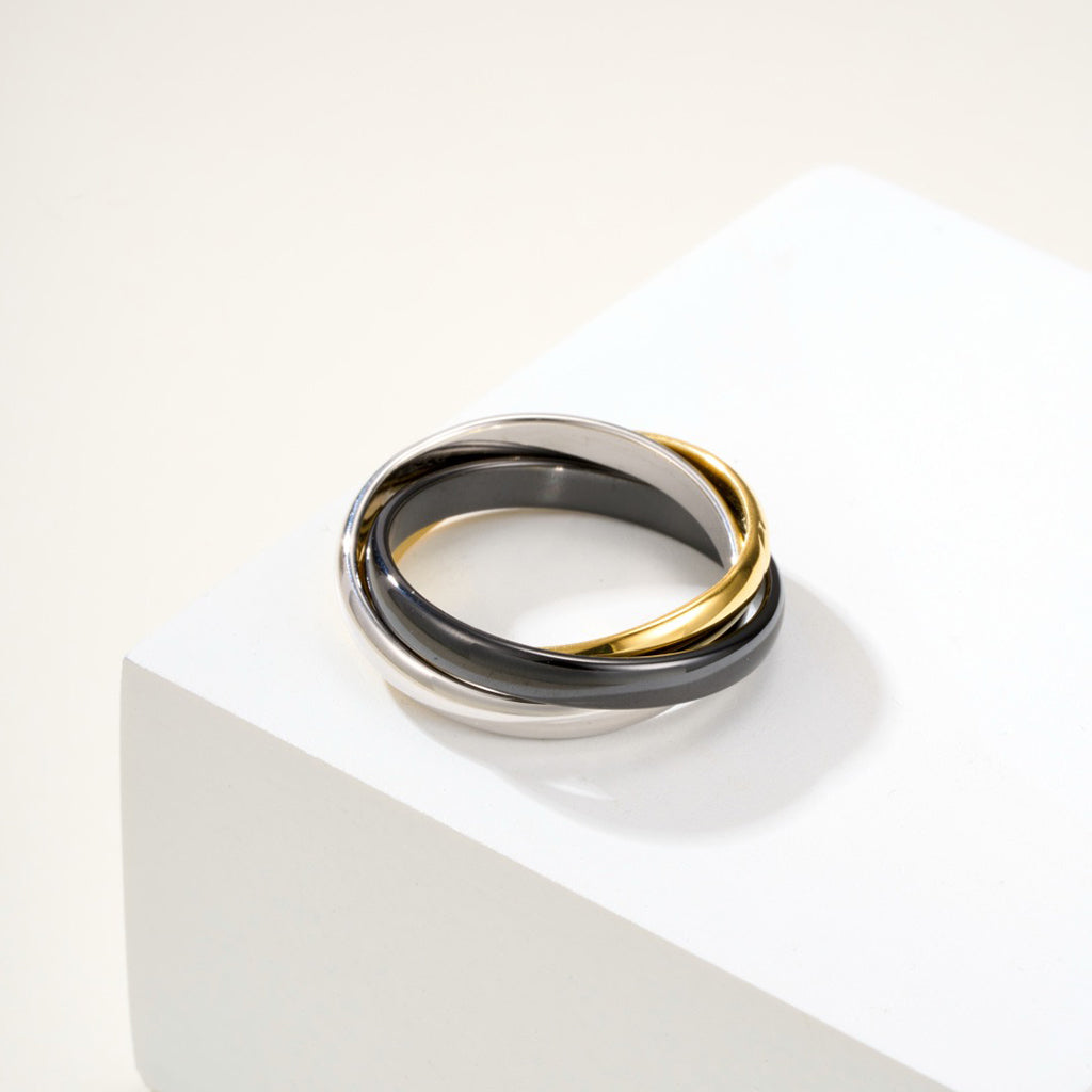 [Luxe Jewelry]TRINITY 3.2MM RING BLACK CERAMIC
