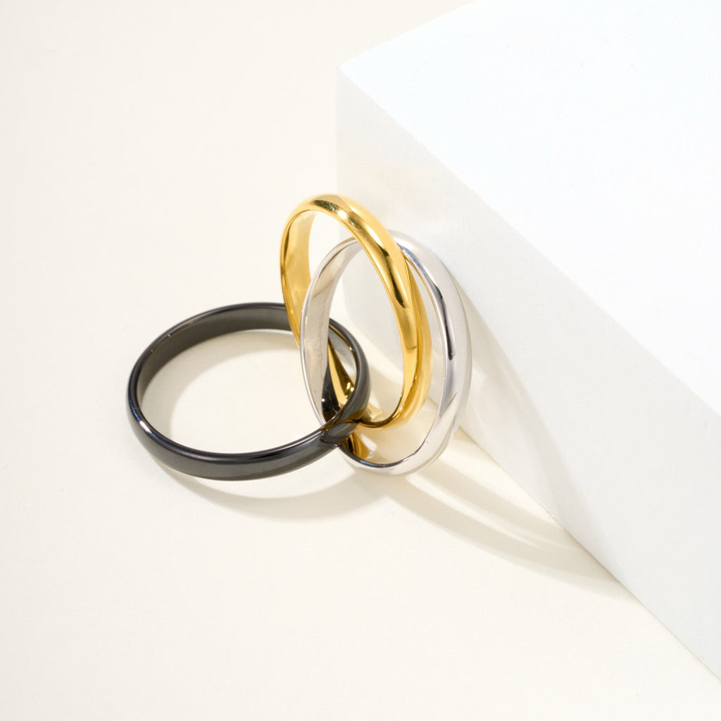 [Luxe Jewelry]TRINITY 3.2MM RING BLACK CERAMIC