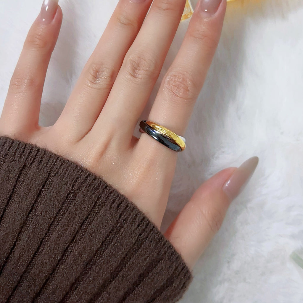 [Luxe Jewelry]TRINITY 3.2MM RING BLACK CERAMIC