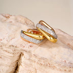 [Luxe Jewelry]TRINITY HALF DIAMOND  CUSHION EARRINGS