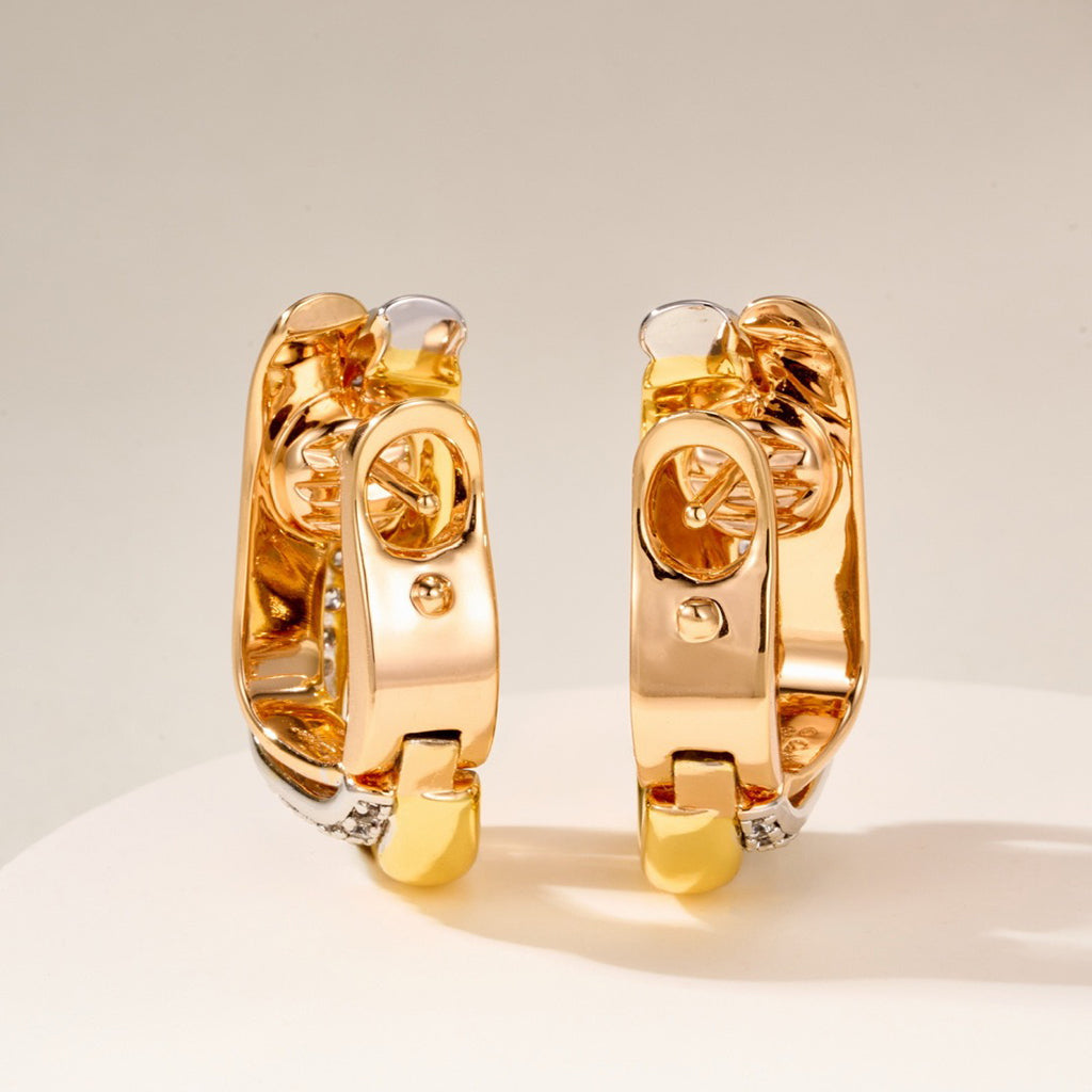 [Luxe Jewelry]TRINITY HALF DIAMOND  CUSHION EARRINGS