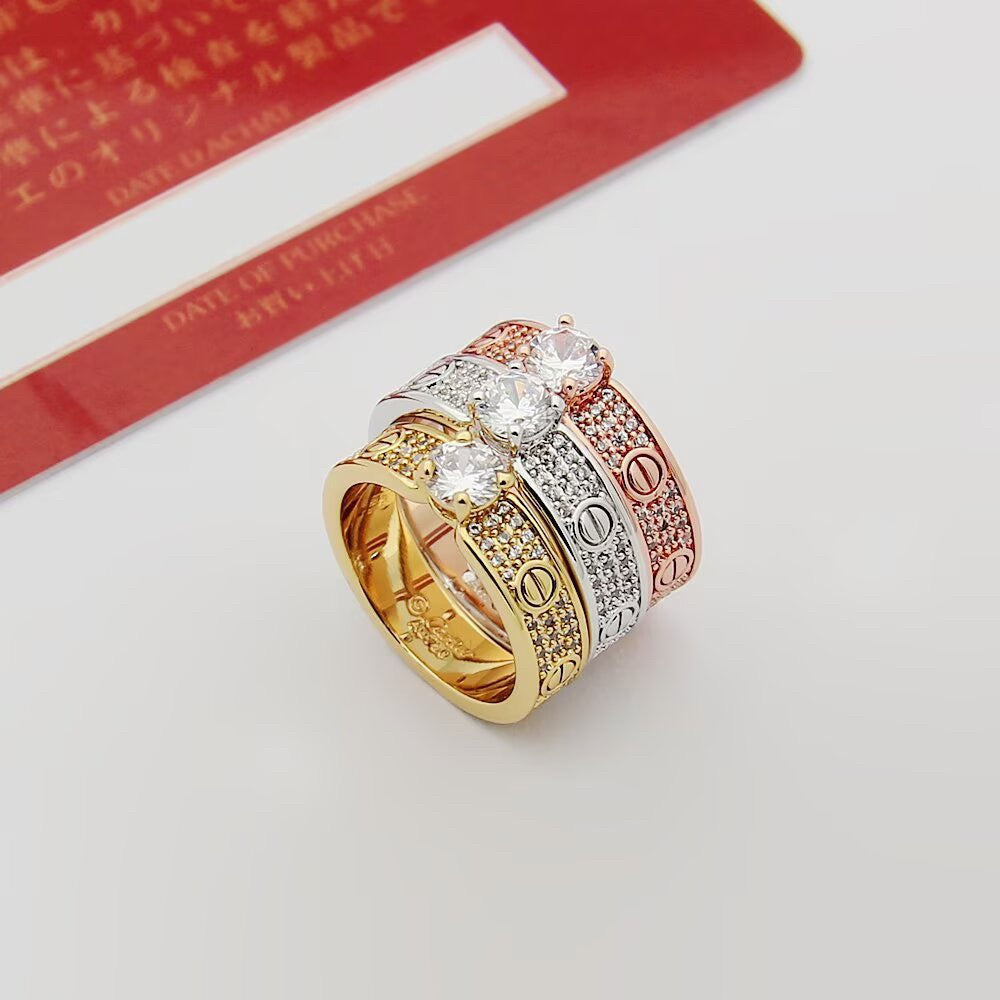 [Luxe Jewelry]LOVE RING 3.6MM 1 BIG DIAMOND FULL DIAMOND