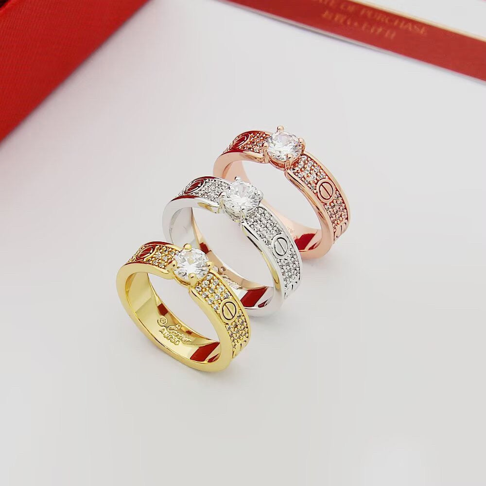 [Luxe Jewelry]LOVE RING 3.6MM 1 BIG DIAMOND FULL DIAMOND