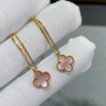 [Luxe]CLOVER 9.5MM PINK MOTHER OF PEARL SINGLE FLOWER NECKLACE