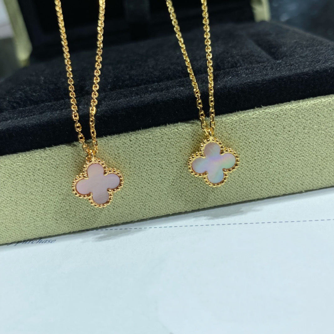 [Luxe]CLOVER 9.5MM PINK MOTHER OF PEARL SINGLE FLOWER NECKLACE