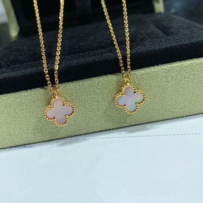 [Luxe]CLOVER 9.5MM PINK MOTHER OF PEARL SINGLE FLOWER NECKLACE